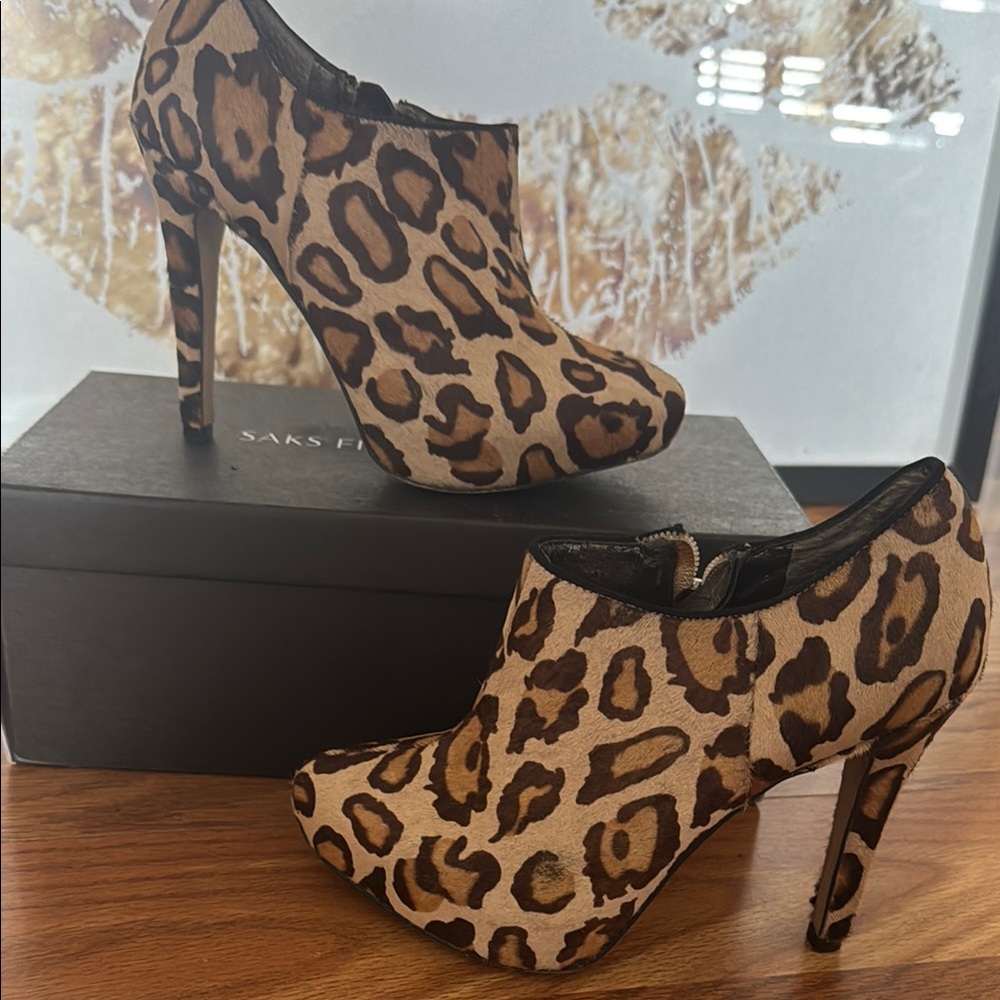Sam Edelman Leopard Print High Heel Ankle Boots
